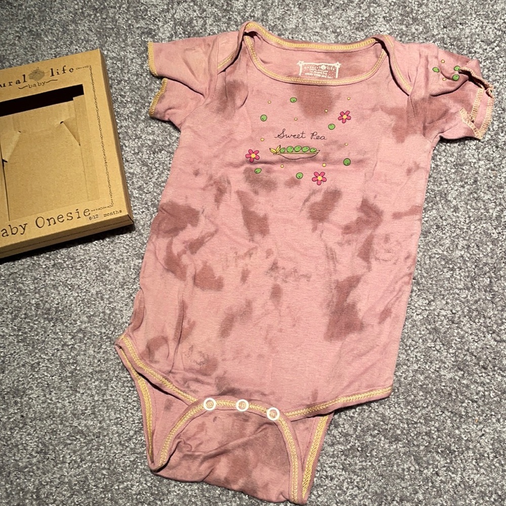 NWT Natural Life “Sweet Pea” Hand Dyed Onesie